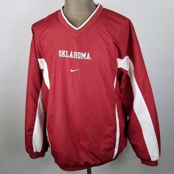 Nike Vintage -Center Check -Oklahoma University OU Crimson Red NCAA Windbreaker - Picture 1 of 11